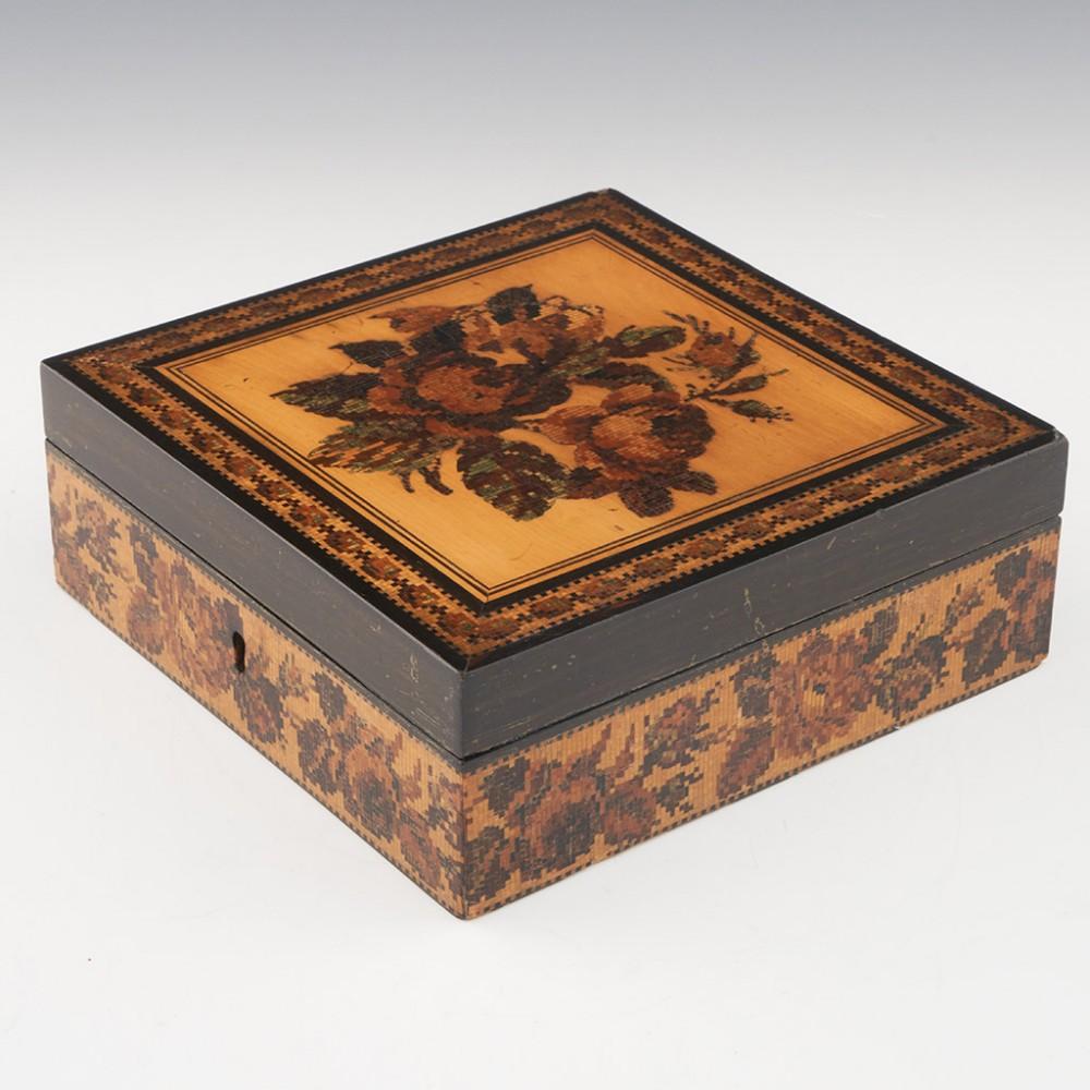 Victorian Tunbridge Ware Handkerchief Box Edmund Nye, circa 1860 For Sale