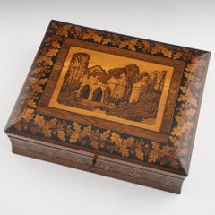 Tunbridge Ware Games Box Depicting Bayham Abbey c1865