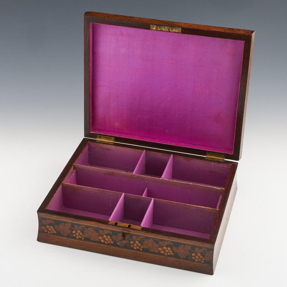 Victorian Tunbridge Ware Games Box Depicting Bayham Abbey c1865 For Sale