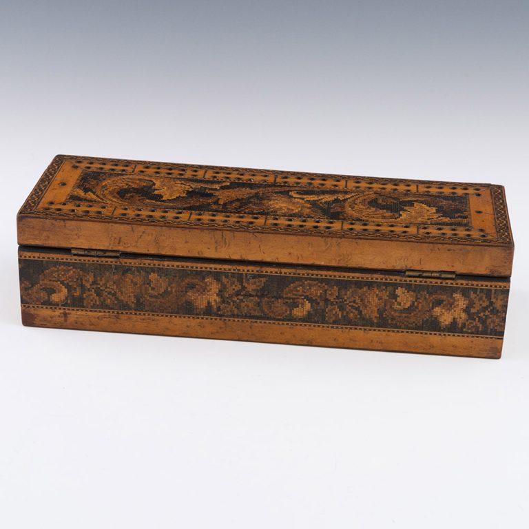 Mid-19th Century Tunbridge Ware Games Box with Cribbage Board by Childs c1860