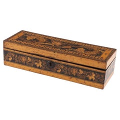 Antique Tunbridge Ware Games Box with Cribbage Board by Childs c1860