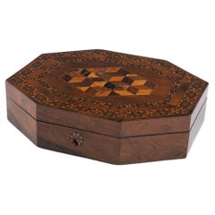 Boîte à jeux à cubes de Tunbridge Ware vers 1840