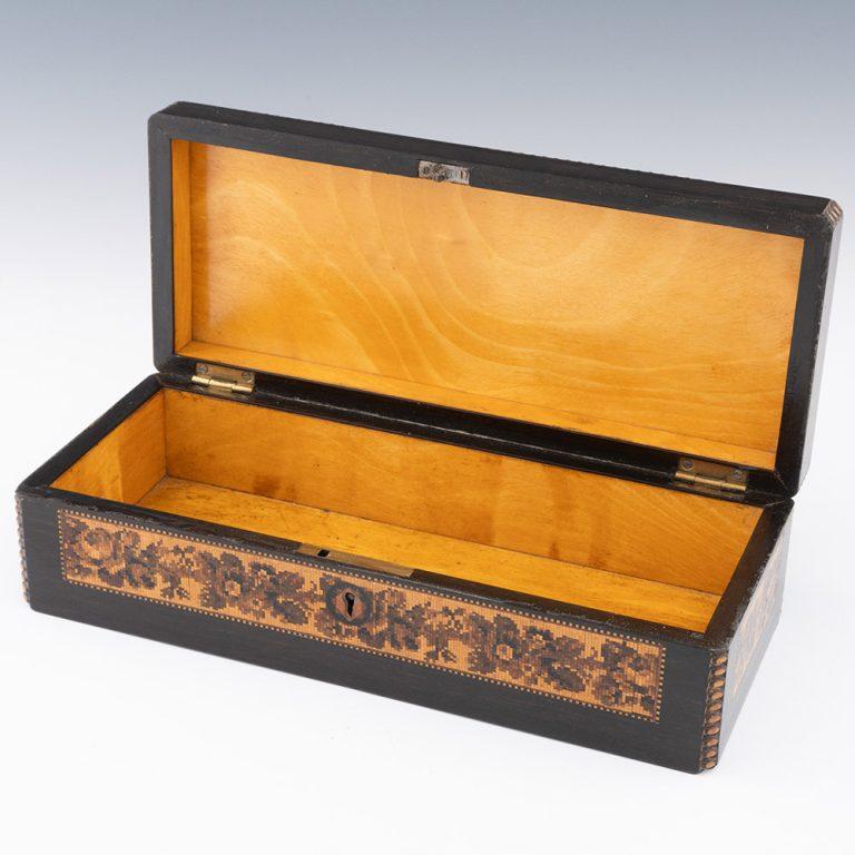 Victorian Tunbridge Ware Glove Box Attrib. George Wise Jr c1860 For Sale