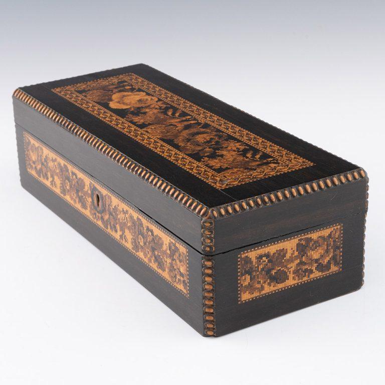 Tunbridge Ware Glove Box Attrib. George Wise Jr c1860 In Good Condition For Sale In Tunbridge Wells, GB