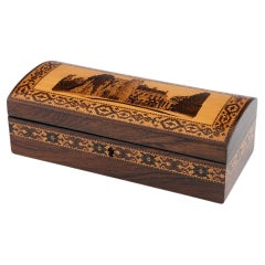 Tunbridge Ware Glove Box – Image of Tonbridge Castle c1895