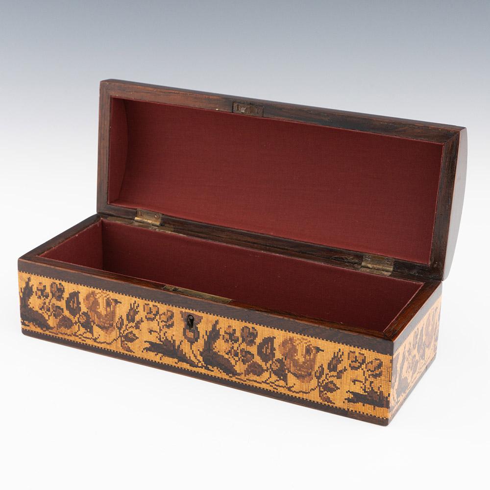 Guantera de Tunbridge Ware con mosaico floral c1870 Victoriano en venta