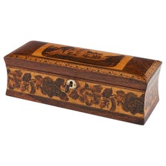 Tunbridge Ware Handschuheschachtel mit Bild von Tonbridge Castle um 1860