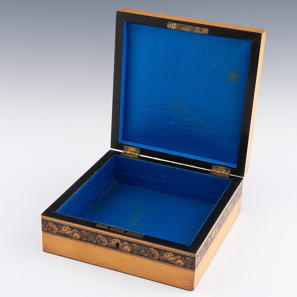 English Tunbridge Ware Handkerchief Box George Wise Jnr c1860 For Sale