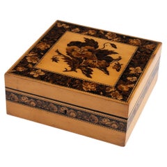 Antique Tunbridge Ware Handkerchief Box George Wise Jnr c1860
