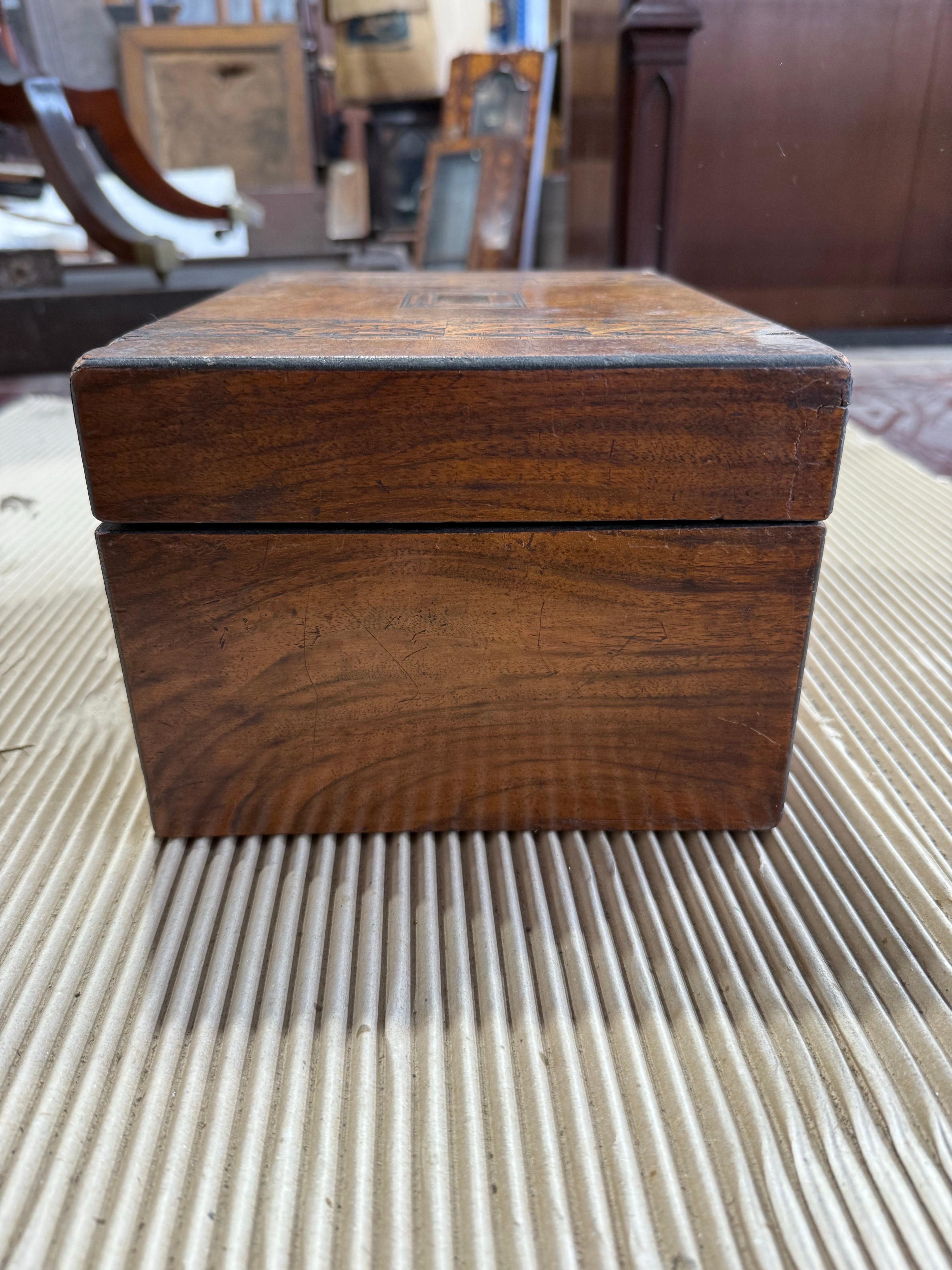 Tunbridge Ware Inlaid Walnut Box, 19th century (Walnuss) im Angebot