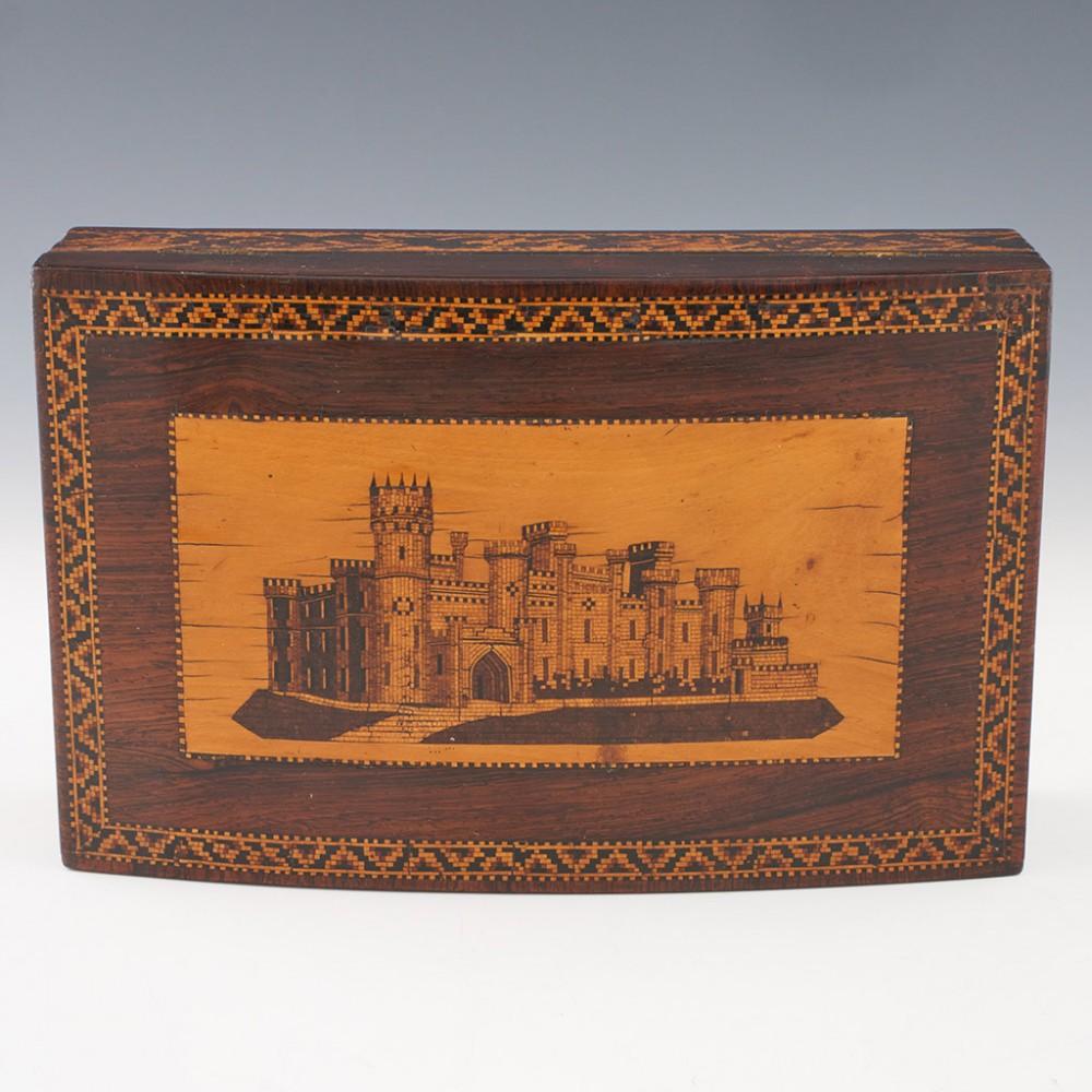 Tunbridge Ware Jewellery Box Featuring Eridge Castle c1850 For Sale 1