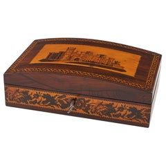 Joyero de Tunbridge Ware con el Castillo de Eridge c1850