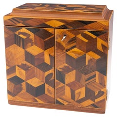 Joyero de Tunbridge Ware con cubilaje c1840