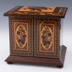 Tunbridge Ware Jewellery Cabinet with Floral Mosaic c1870
