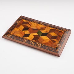 Tunbridge Ware Leather-Hinged Document Holder c1860