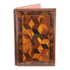 Tunbridge Ware Leather-Hinged Document Holder c1860