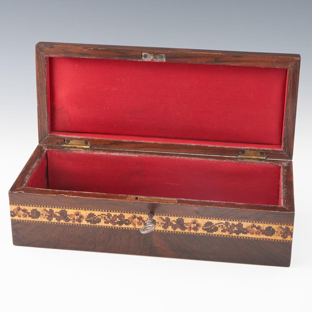 Tunbridge Ware Pillow-topped Glove Box Box with Floral Mosaic, c1865

Additional Information:
Heading: A Tunbridge Ware Pillow-topped Glove Box Box with Floral Mosaic
Date : c1865
Period : Victoria
Origin : Tunbridge Wells, Kent
Decoration : A low