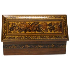 Antique Tunbridge Ware Rosewood Micro Mosiac Victorian Glove Box by Edmund Nye