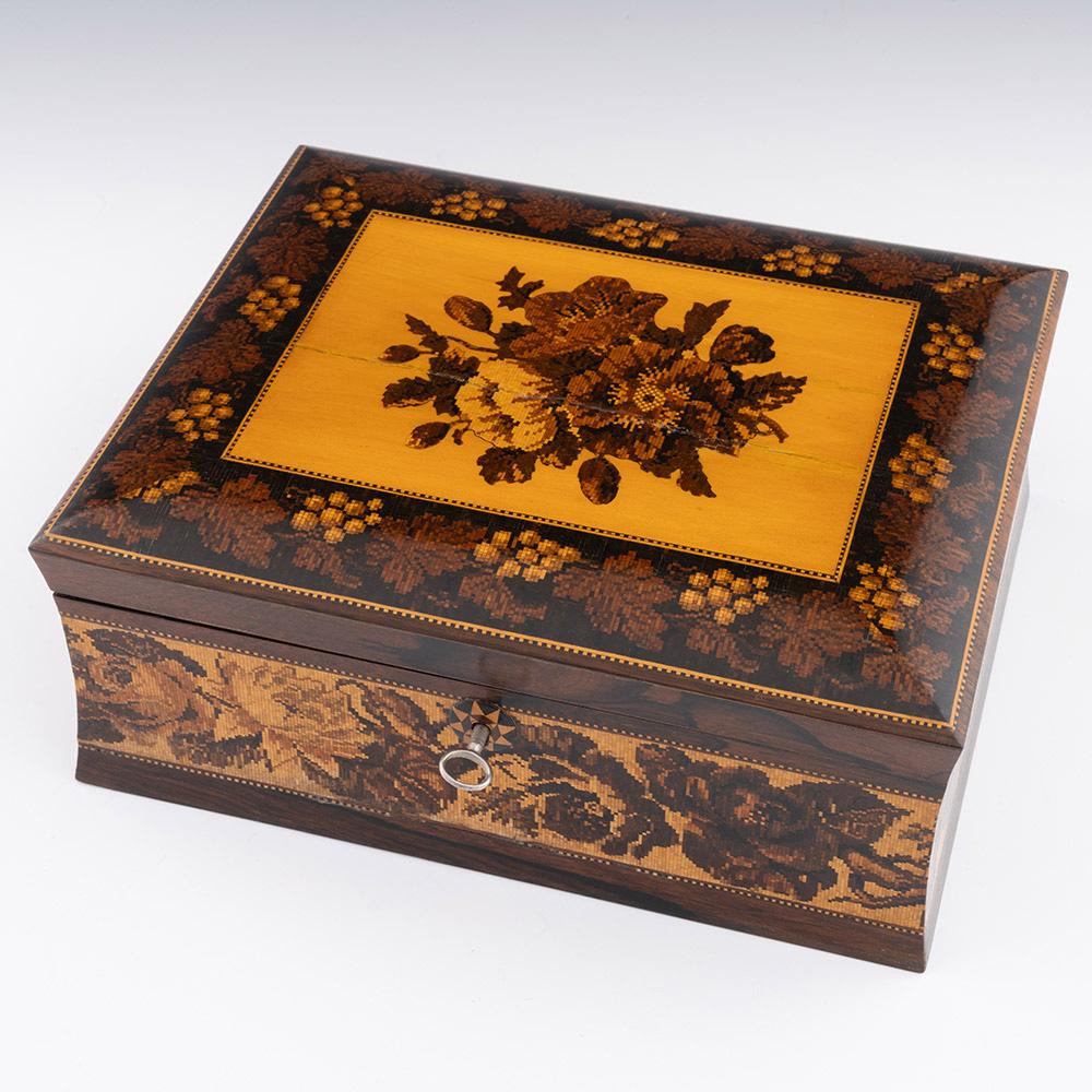 Costurero Tunbridge Ware de Henry Hollamby c1875 Victoriano en venta