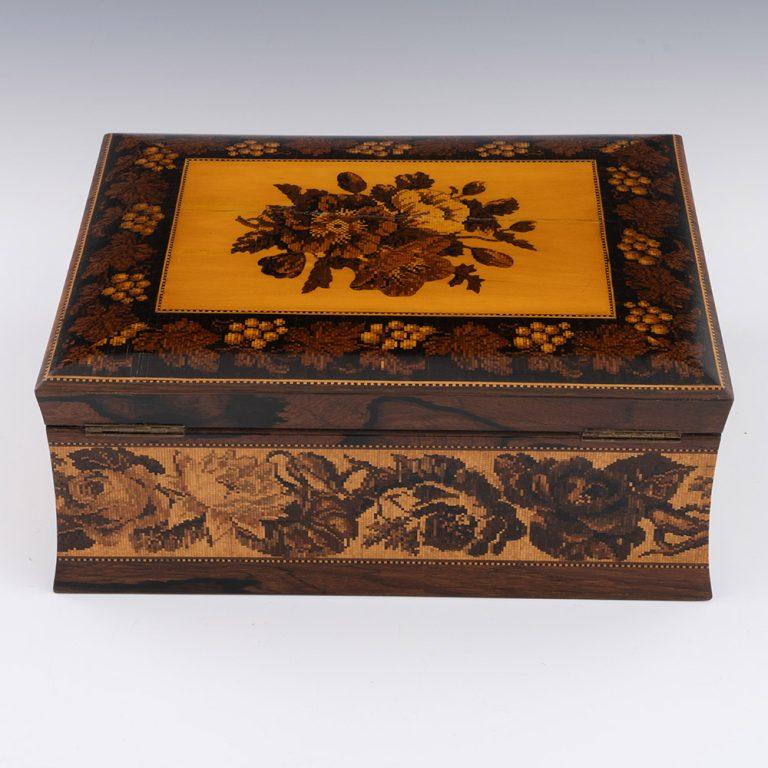 Costurero Tunbridge Ware de Henry Hollamby c1875 Fines del siglo XIX en venta