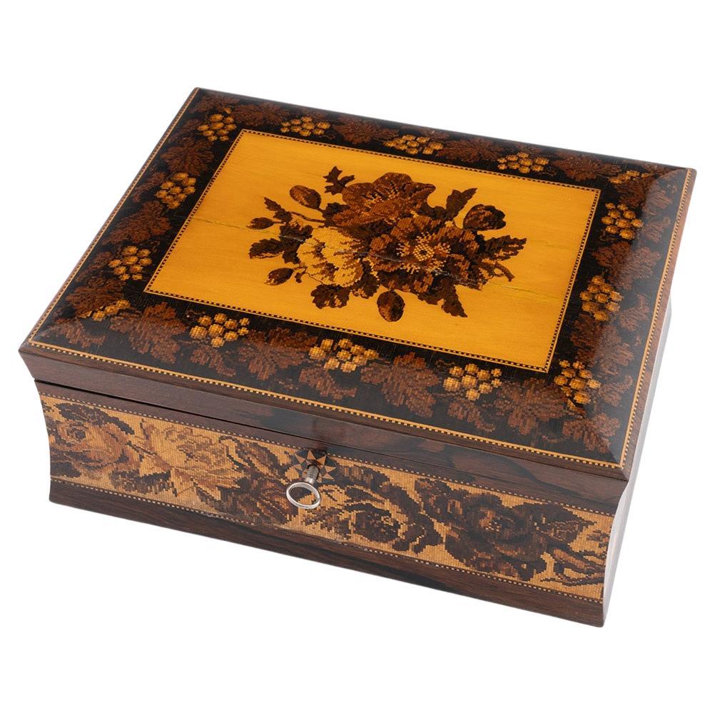 Costurero Tunbridge Ware de Henry Hollamby c1875