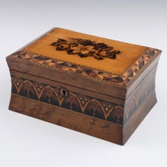 Costurero de Tunbridge Ware con mosaico floral c1860