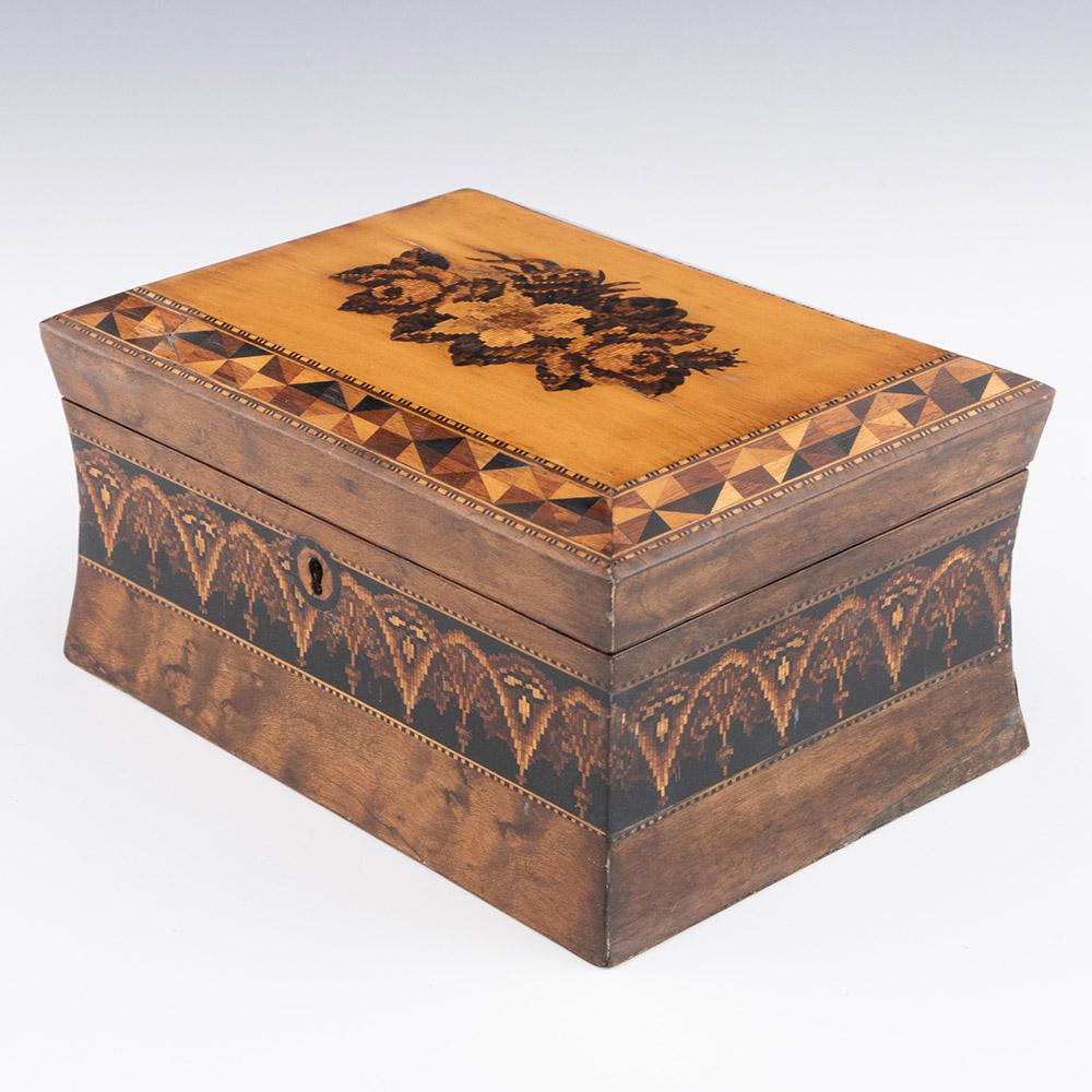 Costurero de Tunbridge Ware con mosaico floral c1860 Victoriano en venta