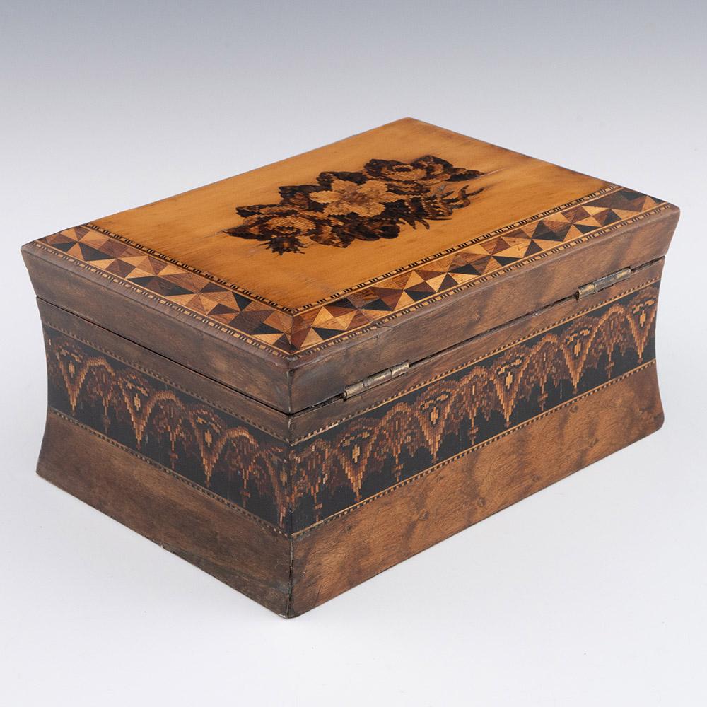 Costurero de Tunbridge Ware con mosaico floral c1860 Británico en venta