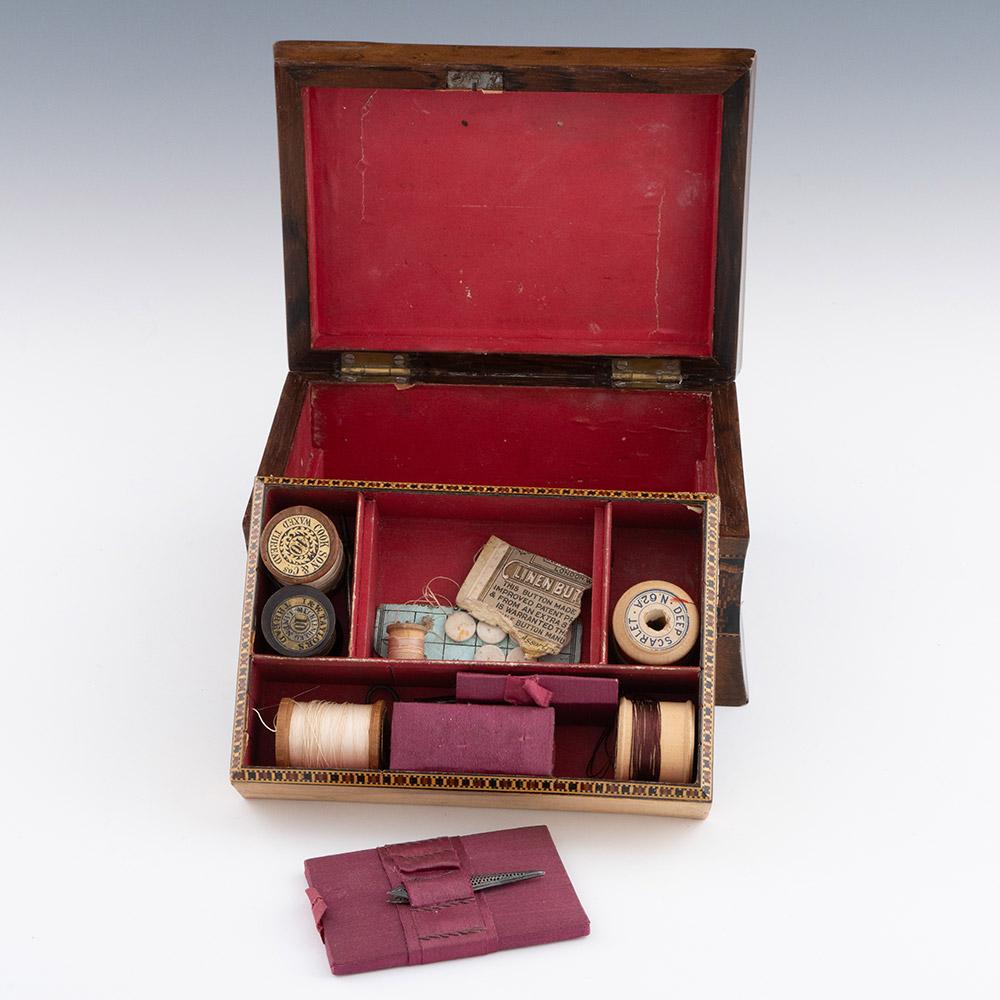 Costurero de Tunbridge Ware con mosaico floral c1860 en venta 2