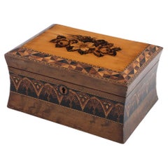Tunbridge Ware Sewing Box with Floral Mosaic c1860
