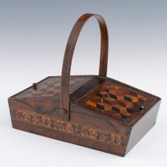 Tunbridge Ware Sewing Box with Swing Handle c1850