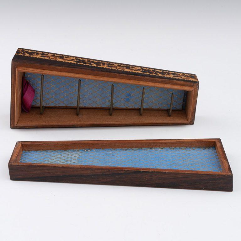 British Tunbridge Ware Spool Holder with Floral Mosaic c1880 For Sale