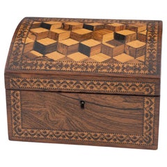 Antique Tunbridge Ware Stationery Box by William Upton c1860