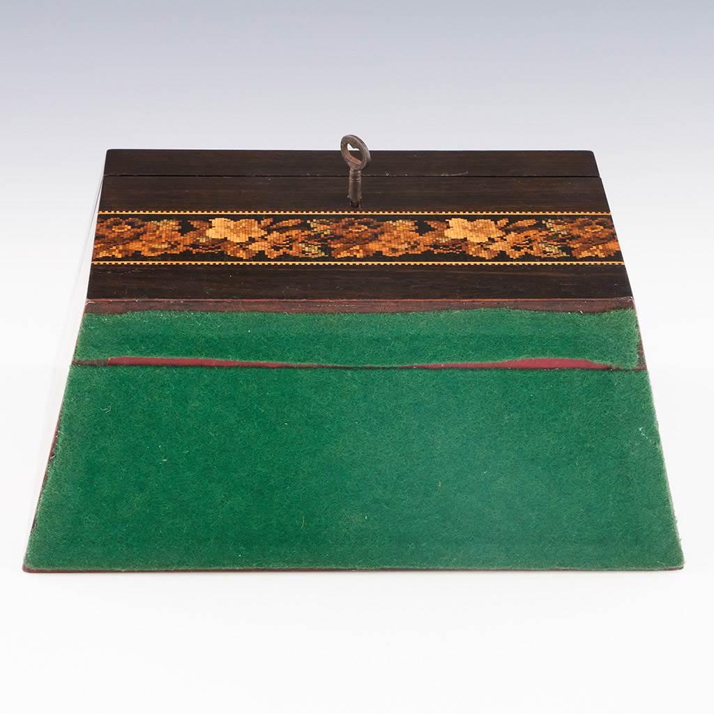Bois Boîte à papeterie de Tunbridge Ware - Mosaïque cubique et florale en vente