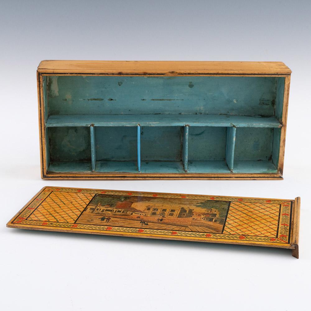 Tunbridge Ware Stationery Box – Image of the Pantiles c1810 For Sale 3