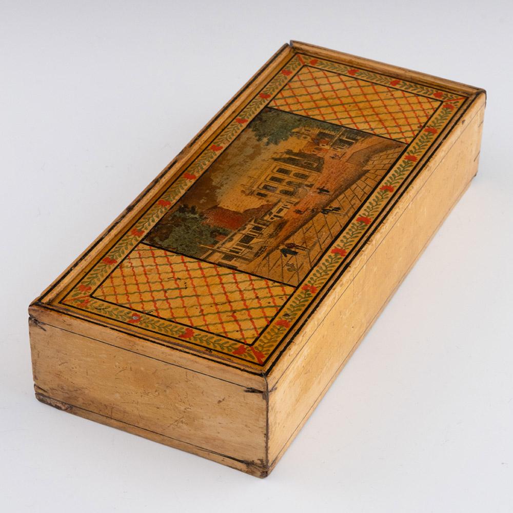 Early 19th Century Tunbridge Ware Stationery Box – Image of the Pantiles c1810 For Sale