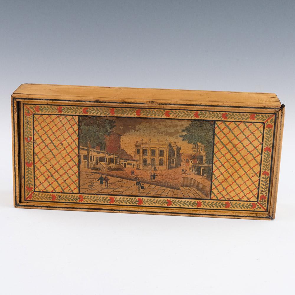 Tunbridge Ware Stationery Box – Image of the Pantiles c1810 For Sale 1