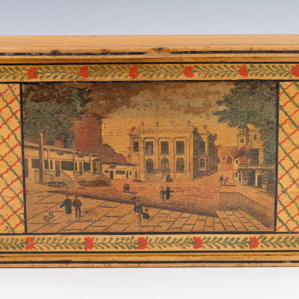 Tunbridge Ware Stationery Box – Image of the Pantiles c1810 For Sale 2