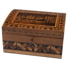 Boîte à papeterie de Tunbridge Ware - Mosaïque du lieu de naissance de Shakespeare c1870