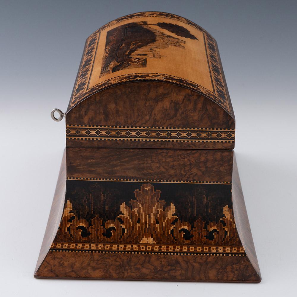 Tunbridge Ware Stationery Box with Dover Castle Mosaic c1870 In Good Condition For Sale In Tunbridge Wells, GB