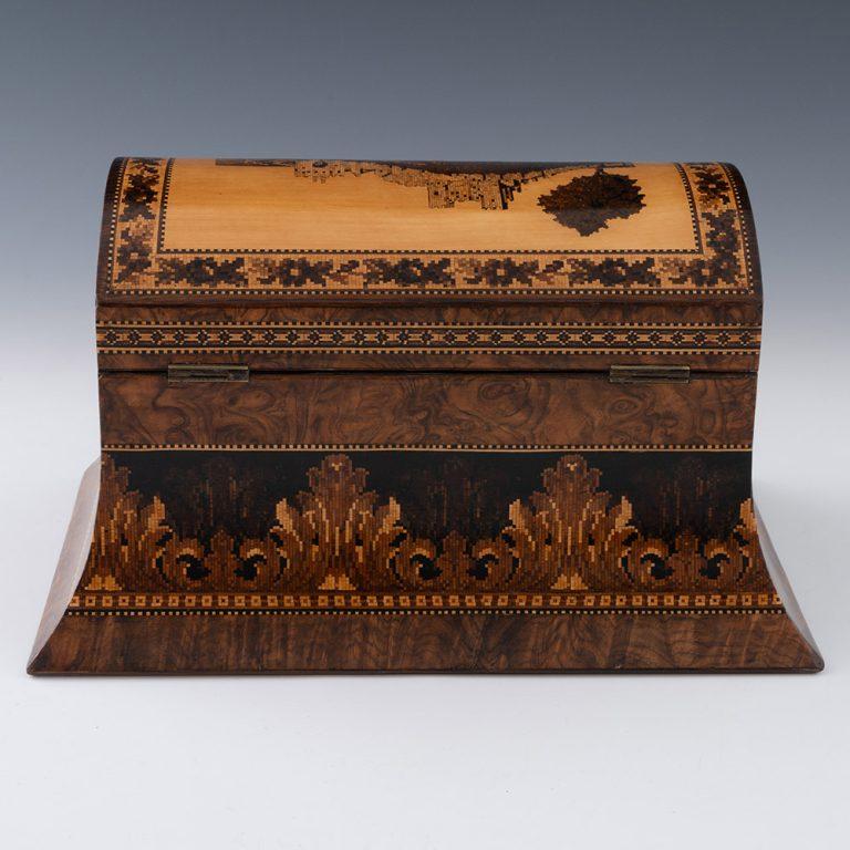 Late 19th Century Tunbridge Ware Stationery Box with Dover Castle Mosaic c1870 For Sale
