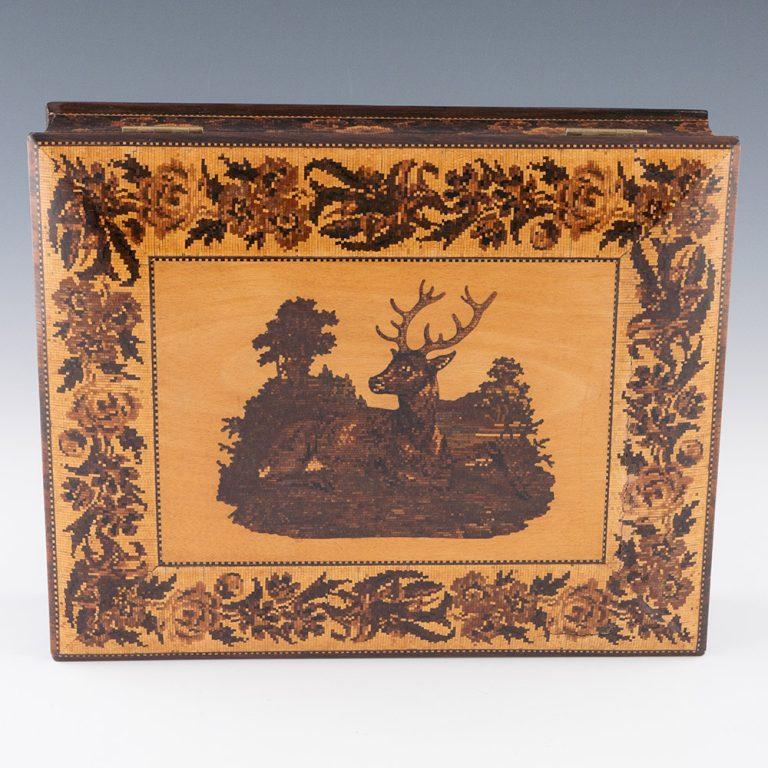 Tunbridge Ware Schreibwarenbox mit Schreibschräge um 1860 im Angebot 3