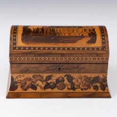 Tetera de Tunbridge Ware Claustros de la Abadía de Battle c1870