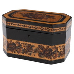 Antique Tunbridge Ware Tea Caddy by Thomas Barton c1870
