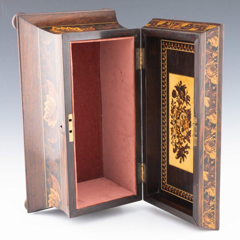 Tunbridge Ware Tea Caddy Immagine del castello di Carew del 1860 circa in vendita 1