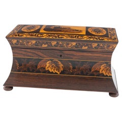 Tunbridge Ware Tea Caddy Image of Carew Castle c1860