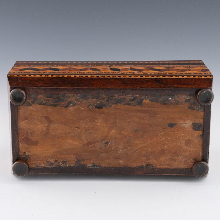 Porta tè di Tunbridge Ware con ciotola per mescolare di Upton del 1860 ca. in vendita 4