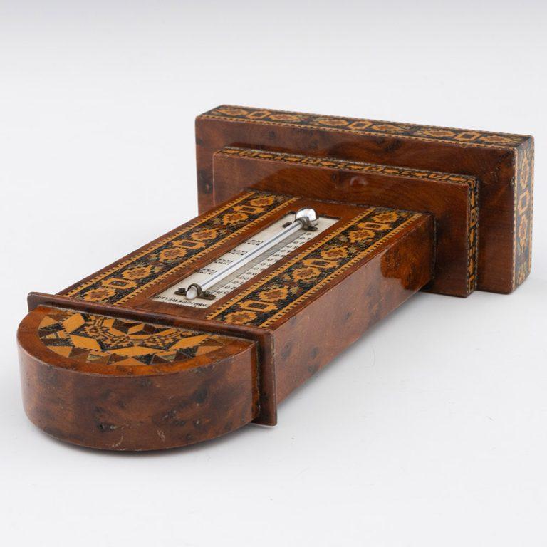 Wood Tunbridge Ware Thermometer by Thomas Barton c1865