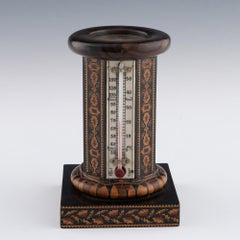 Tunbridge Ware Thermometer with Compass c1880