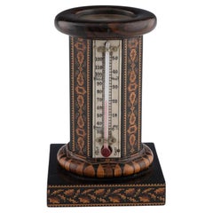 Tunbridge Ware Thermometer with Compass c1880